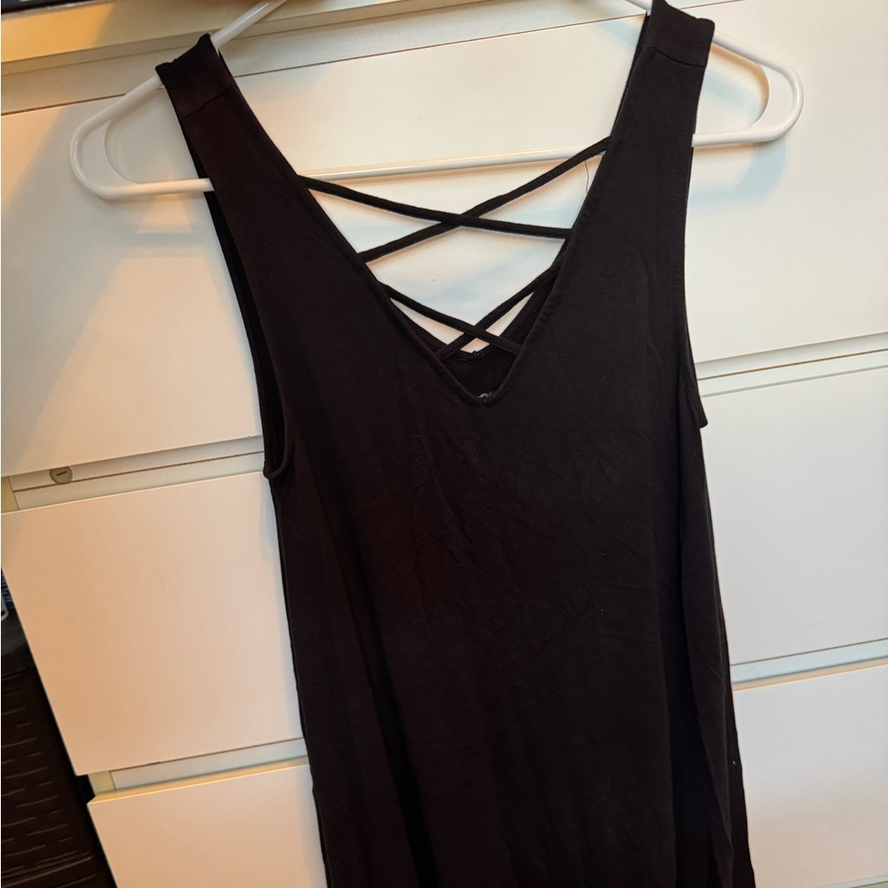 Black Sleeveless Dress with Crisscross Front Size Small
